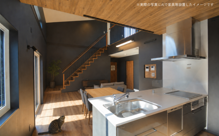奈良県生駒郡/29坪1.5階建×ネコと暮らす家