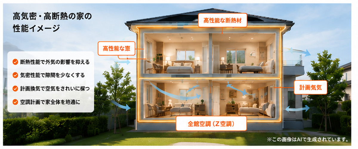 高気密高断熱住宅と全館空調をイメージした家族の暮らし